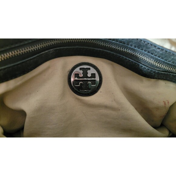 Tory Burch Audra Glazed Leather Black Satchel Bag - Picture 10 of 14